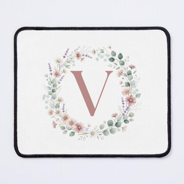 Item preview, Pink Letter V Floral Wreath Monogram designed and sold by ITCHAWAWAA.