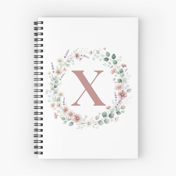 Item preview, Pink Letter X Floral Wreath Monogram designed and sold by ITCHAWAWAA.