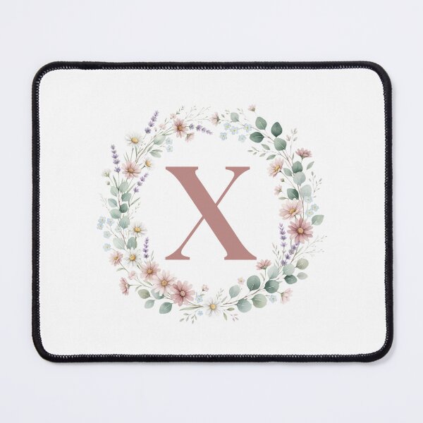 Item preview, Pink Letter X Floral Wreath Monogram designed and sold by ITCHAWAWAA.