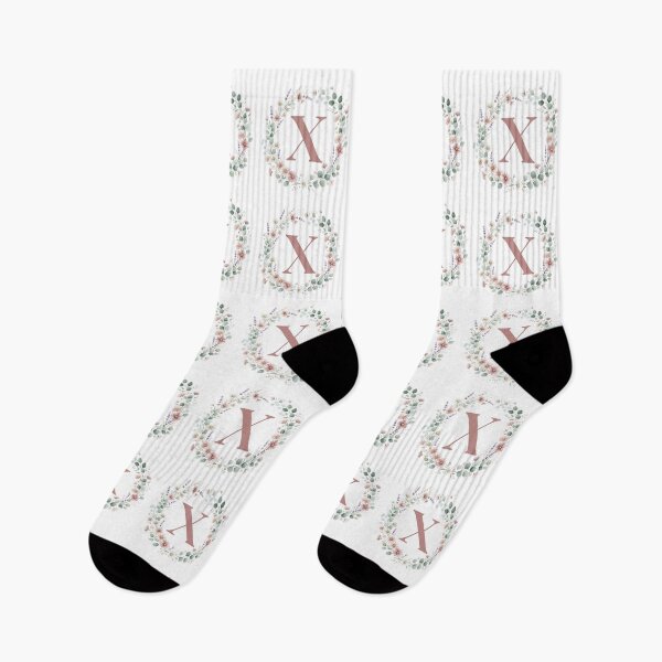 Item preview, Pink Letter X Floral Wreath Monogram designed and sold by ITCHAWAWAA.