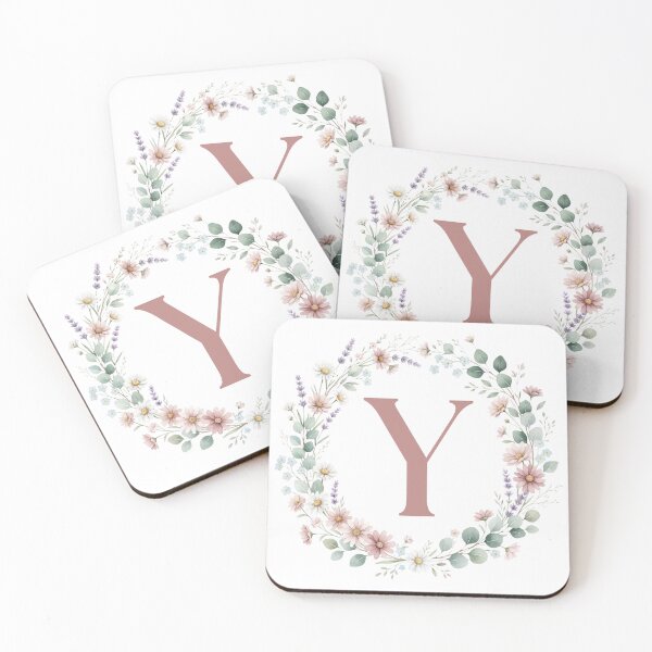Item preview, Pink Letter Y Floral Wreath Monogram designed and sold by ITCHAWAWAA.