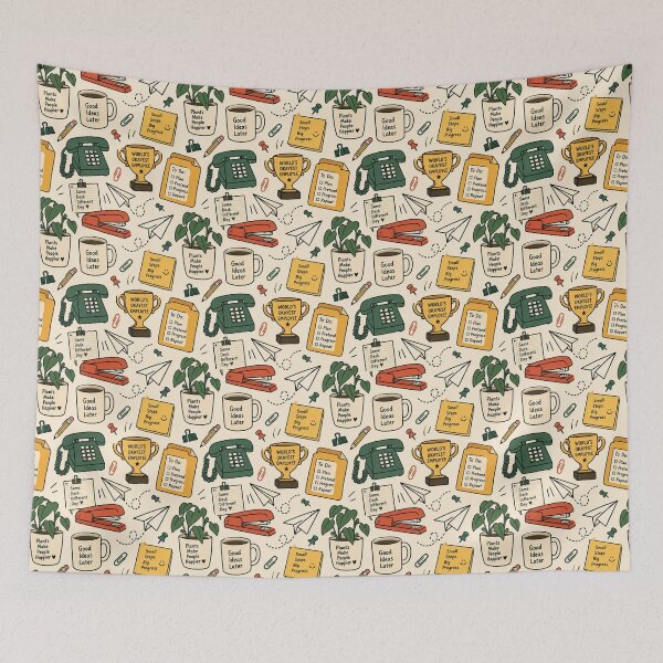 Item preview, Office Sitcom Doodle Pattern – Retro Cubicle Seamless Print for Workplace Fans designed and sold by Fanverse Merchandise.