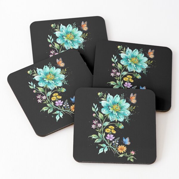 Item preview, Colorful Floral Meadow & Butterflies Watercolor Art designed and sold by KMKDesignStudio.