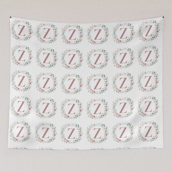 Item preview, Pink Letter Z Floral Wreath Monogram designed and sold by ITCHAWAWAA.