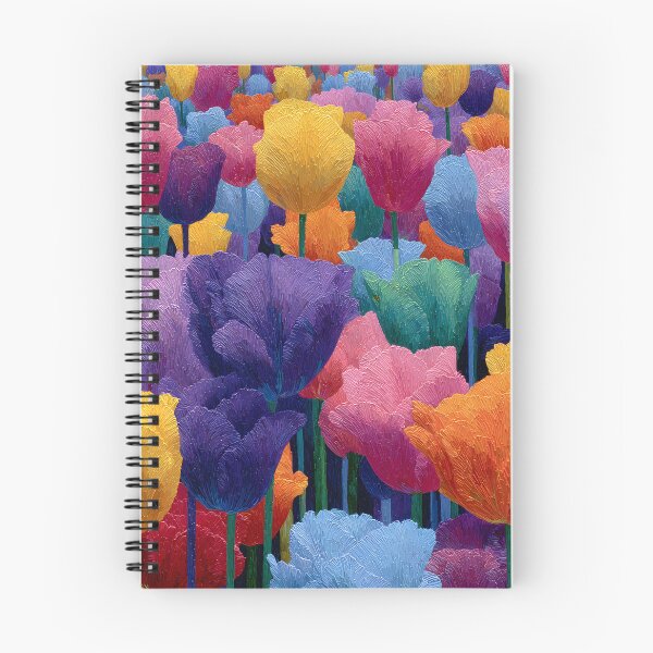 Aperçu de l'œuvre Tableau floral romantique représentant des tulipes dans un jardin créée et vendue par AutoPopStudio.