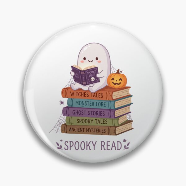 Item preview, Cute Ghost Reading on Book Stack - Spooky Reads Autumn Typography designed and sold by KMKDesignStudio.
