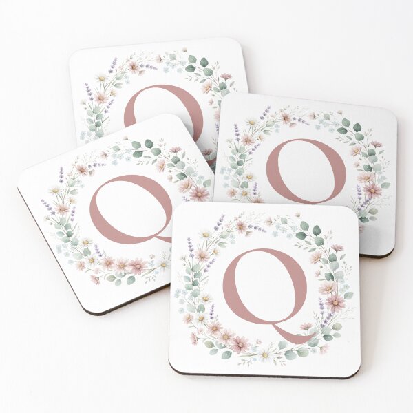 Item preview,  Pink Letter Q Floral Wreath Monogram designed and sold by ITCHAWAWAA.
