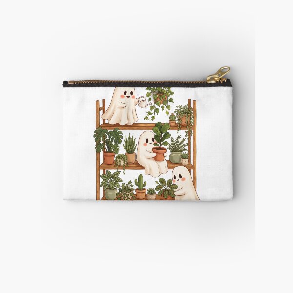 Item preview, Cute Ghosts Tending Houseplants - Aesthetic Pastel Halloween & Plant Lover Art designed and sold by KMKDesignStudio.