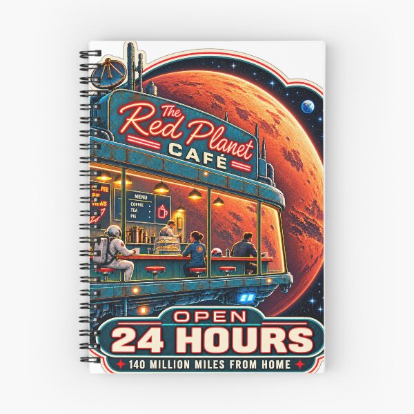 Item preview, Red Planet Café – Open 24 Hours, 140 Million Miles From Home designed and sold by Past in Threads.