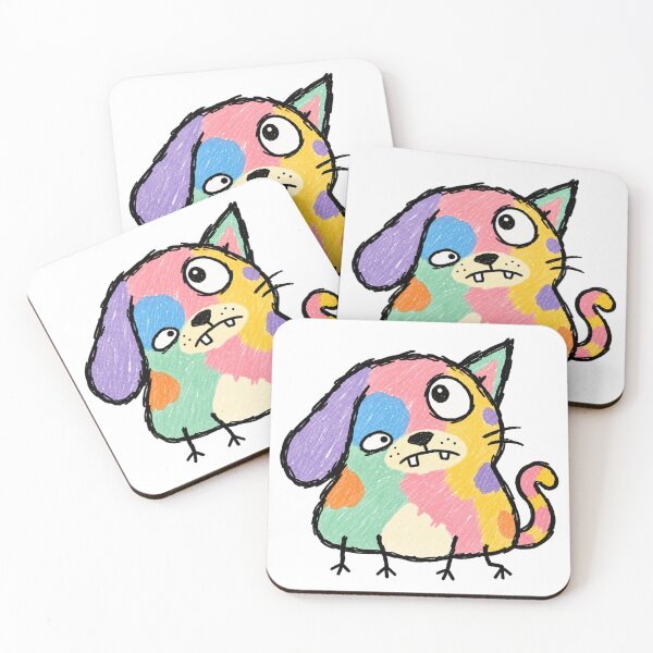 Item preview, Colorful Wonky Dog Cat Doodle designed and sold by スナルネ.