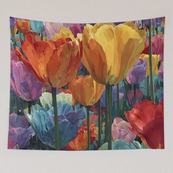 Item preview, Colorful Tulips Flower Field Contemporary Artwork designed and sold by AutoPopStudio.