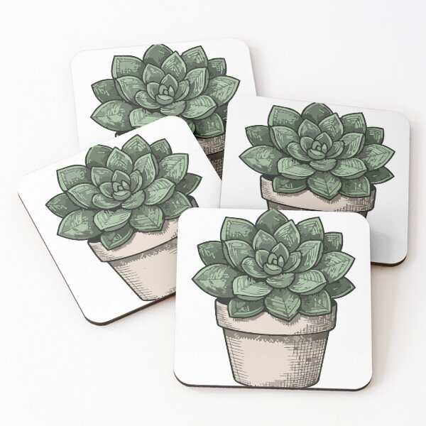 Item preview, Cute Echeveria Succulent Illustration – Green Plant Art designed and sold by KMKDesignStudio.