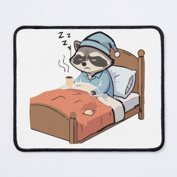 Item preview, Sleepy Morning Raccoon with Coffee – Funny Tired Trash Panda Art designed and sold by KMKDesignStudio.