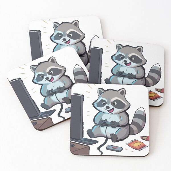 Item preview, Cute Raccoon Gamer Playing Video Games – Funny Gaming Animal Art designed and sold by KMKDesignStudio.