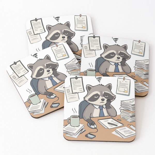 Item preview, Tired Office Raccoon Burnout – Funny Monday Corporate Art designed and sold by KMKDesignStudio.