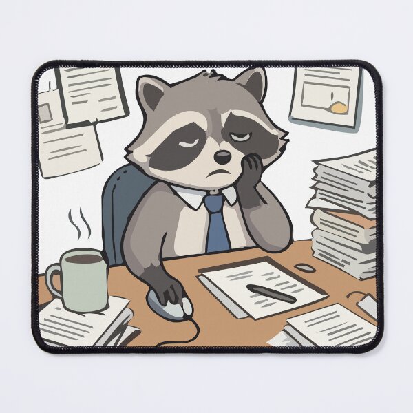 Item preview, Tired Office Raccoon Burnout – Funny Monday Corporate Art designed and sold by KMKDesignStudio.