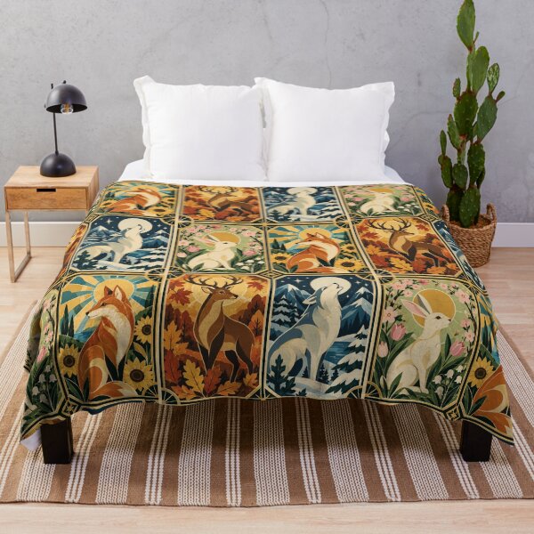 Item preview, Four Seasons Art Deco Animals – Rabbit, Fox, Deer & Wolf designed and sold by FloreDreamStudio.
