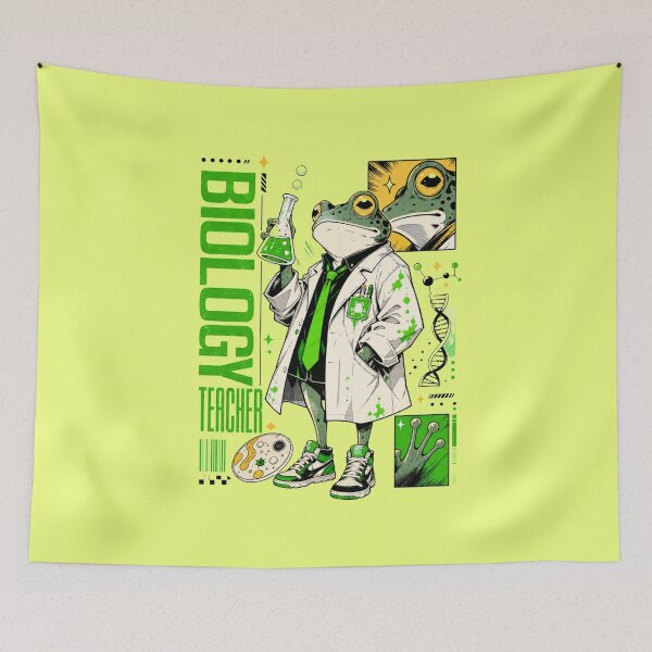 Item preview, Cool Green Frog Biology Teacher - Funny Science Nerd & Lab Scientist Comic Art designed and sold by illeN-Art-World.