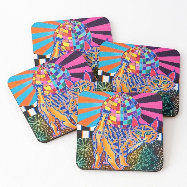 Item preview, Disco Cat Party – Psychedelic Rainbow Cat Art designed and sold by artbycassia.