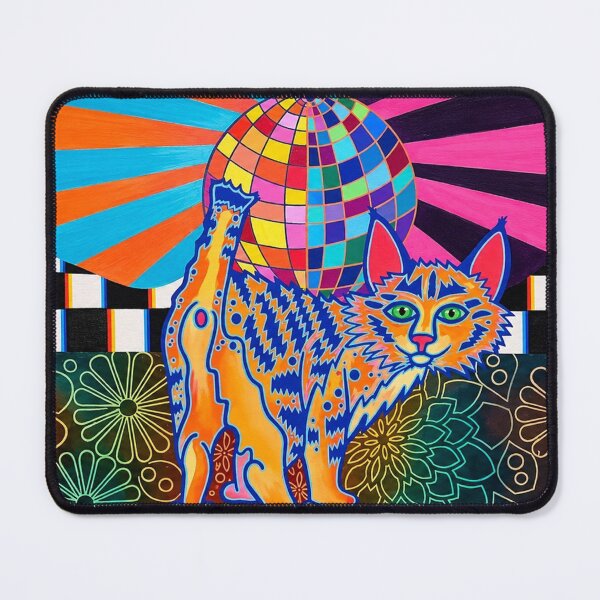 Item preview, Disco Cat Party – Psychedelic Rainbow Cat Art designed and sold by artbycassia.