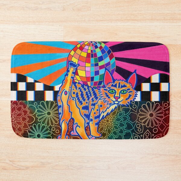 Item preview, Disco Cat Party – Psychedelic Rainbow Cat Art designed and sold by artbycassia.