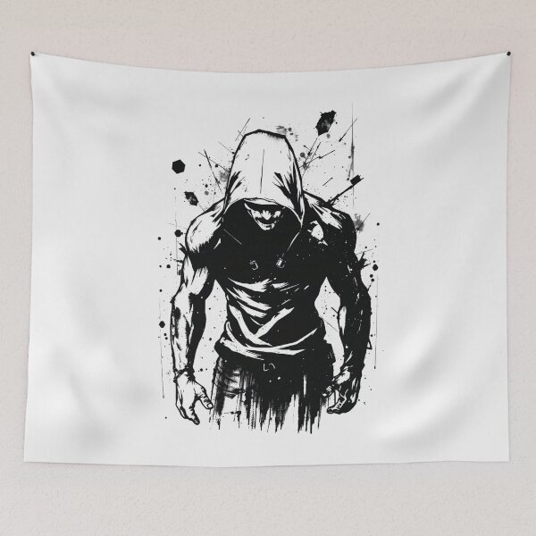 Item preview, Dark Hooded Shadow Assassin Ink Splatter Graphic designed and sold by ERODED SELF.
