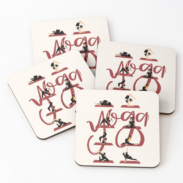 Item preview, Minimalist Red Yoga Poses Typography Art designed and sold by HBBS DESIGNS.