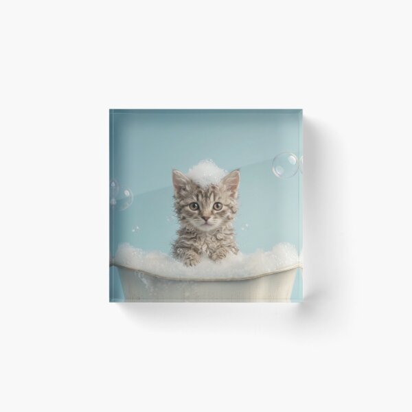 Item preview, Baby LaPerm Cat Bubble Bath Cute Nursery Bathroom Art designed and sold by LazyOwlStore.