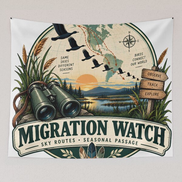 Item preview, Migration Watch Sky Routes Modern Birding designed and sold by FindYouByZ.