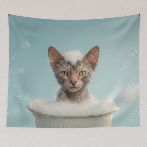 Item preview, Baby Lykoi Cat Bubble Bath Cute Nursery Bathroom Wall Art designed and sold by LazyOwlStore.