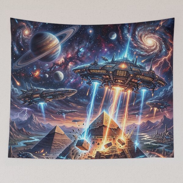 Item preview, Aliens Building Pyramids | Sci Fi Fantasy Art designed and sold by Artsy Universe.