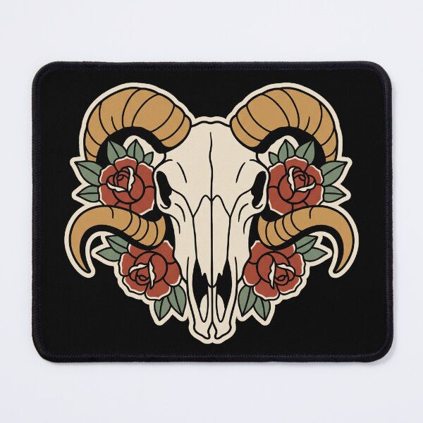 Item preview, Ram Skull And Roses Tattoo Flash designed and sold by The Mellonaire.