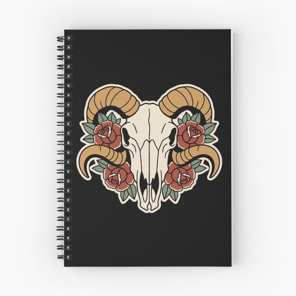 Item preview, Ram Skull And Roses Tattoo Flash designed and sold by The Mellonaire.