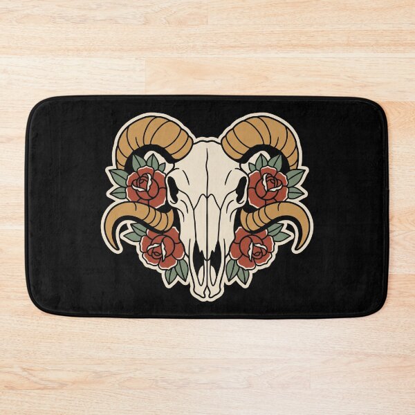 Item preview, Ram Skull And Roses Tattoo Flash designed and sold by The Mellonaire.