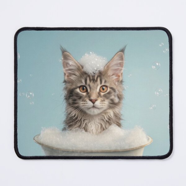 Item preview, Baby Maine Coon Bubble Bath Cute Nursery Bathroom Art designed and sold by LazyOwlStore.