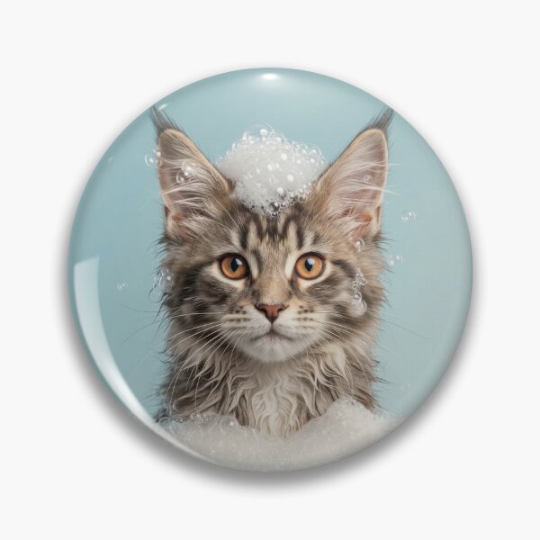 Item preview, Baby Maine Coon Bubble Bath Cute Nursery Bathroom Art designed and sold by LazyOwlStore.
