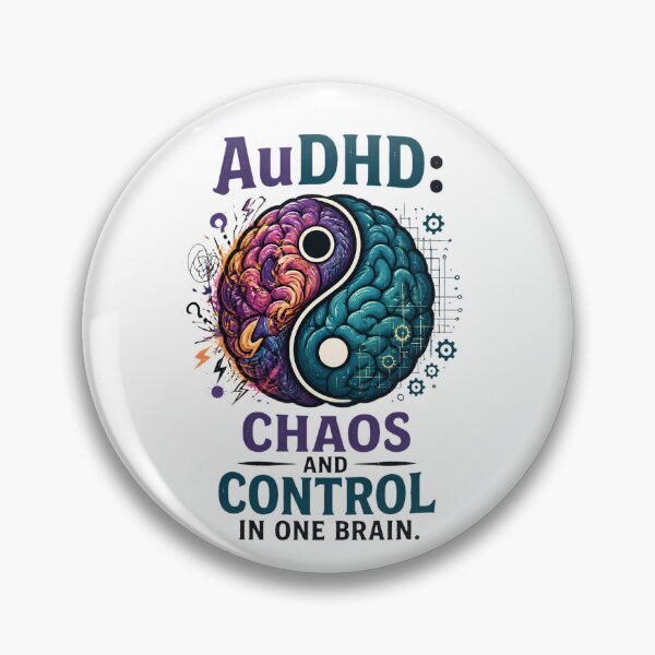 Item preview, AuDHD Chaos and Control In One Brain - Funny Yin Yang Brain ADHD Autism designed and sold by Neurospicy Trolls.