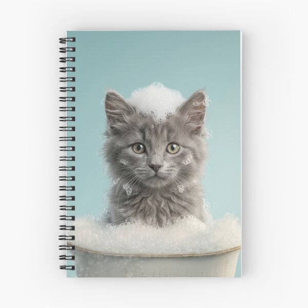 Item preview, Baby Nebelung Cat Bubble Bath Cute Nursery Bathroom Art designed and sold by LazyOwlStore.