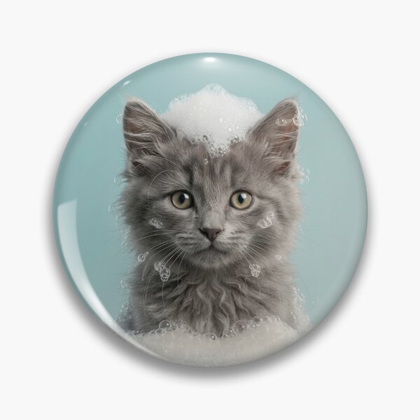 Item preview, Baby Nebelung Cat Bubble Bath Cute Nursery Bathroom Art designed and sold by LazyOwlStore.