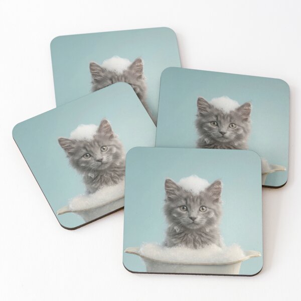 Item preview, Baby Nebelung Cat Bubble Bath Cute Nursery Bathroom Art designed and sold by LazyOwlStore.