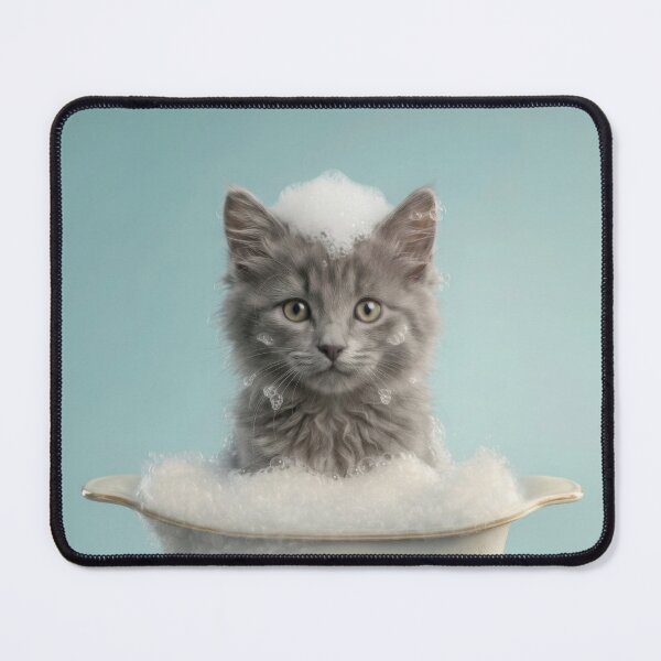 Item preview, Baby Nebelung Cat Bubble Bath Cute Nursery Bathroom Art designed and sold by LazyOwlStore.