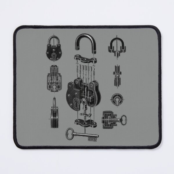 Item preview, Vintage Padlock Anatomy - Mechanical Lock Patent Sketch designed and sold by The Blueprint Archive.