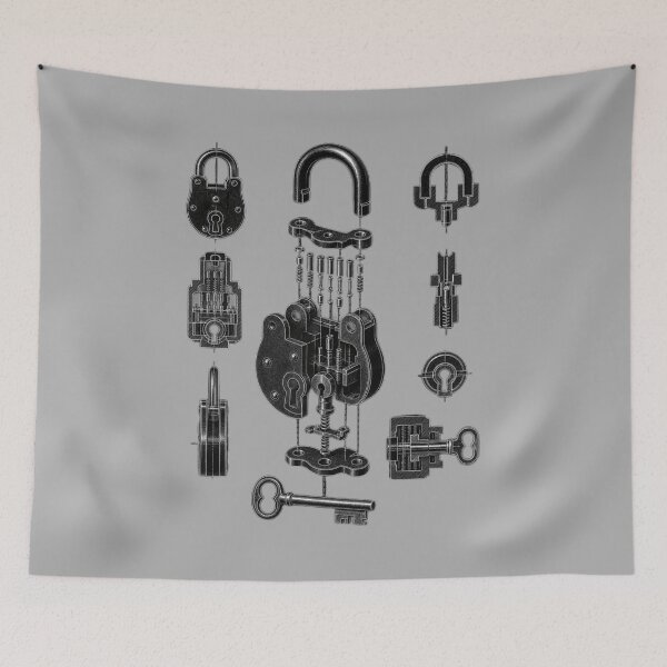 Item preview, Vintage Padlock Anatomy - Mechanical Lock Patent Sketch designed and sold by The Blueprint Archive.