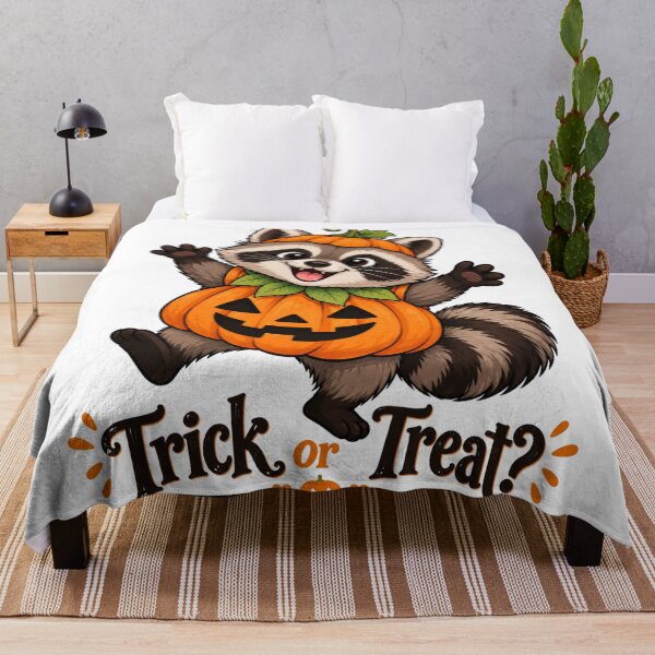 Item preview, Trick or Treat – Cute Halloween Raccoon with Pumpkin designed and sold by LittleGinnyArt.