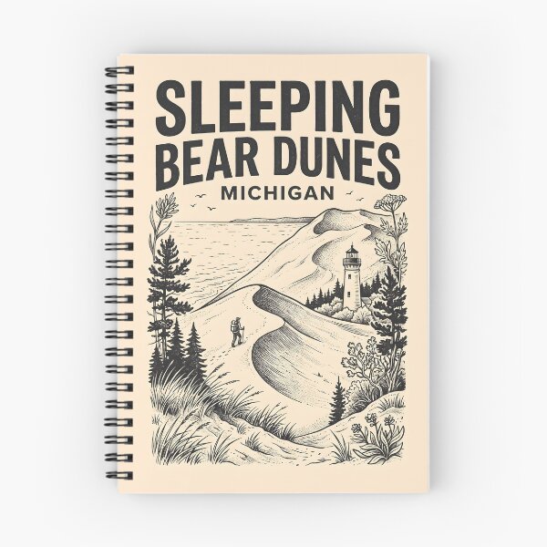 Item preview, Vintage Sleeping Bear Dunes Michigan Travel Poster - Black and White Artwork designed and sold by Wild Places Paper Co..