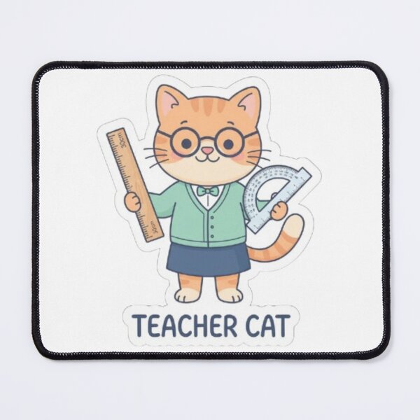 Item preview, Teacher Cat with Ruler and Protractor designed and sold by PrintforDesign.
