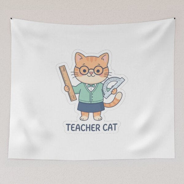 Item preview, Teacher Cat with Ruler and Protractor designed and sold by PrintforDesign.