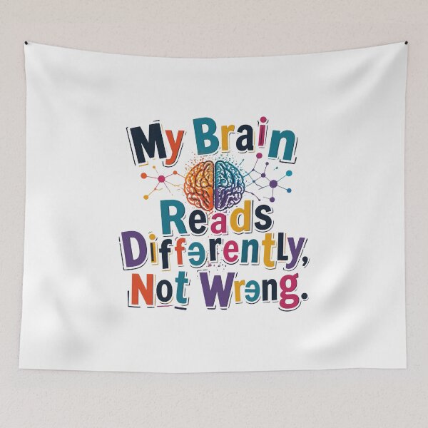 Item preview, My Brain Reads Differently Not Wrong - Dyslexia Awareness Colorful Brain designed and sold by Neurospicy Trolls.