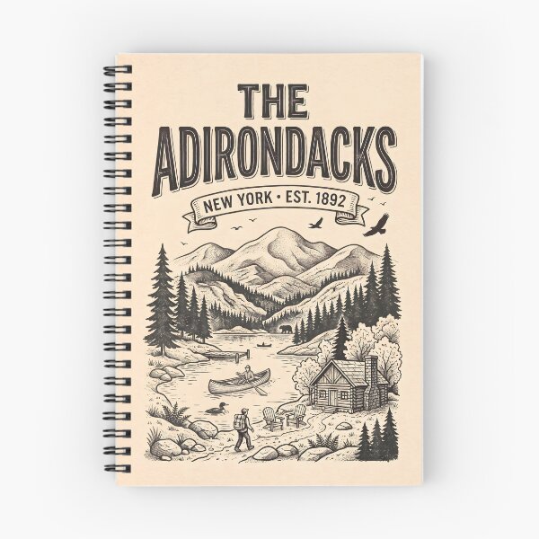 Item preview, Vintage The Adirondacks New York Travel Poster - Black and White Artwork designed and sold by Wild Places Paper Co..