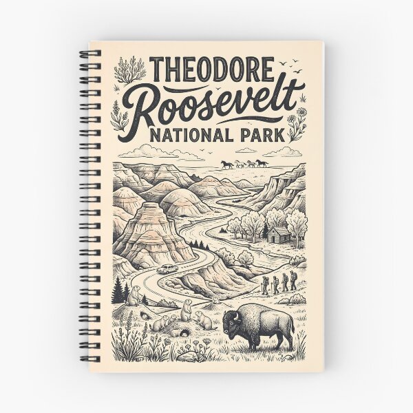 Item preview, Vintage Theodore Roosevelt National Park Poster - Black and White Art designed and sold by Wild Places Paper Co..